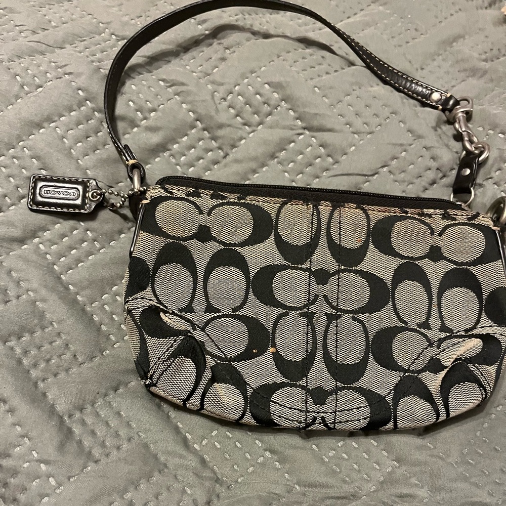 Coach Black and Gray Signature Wristlet